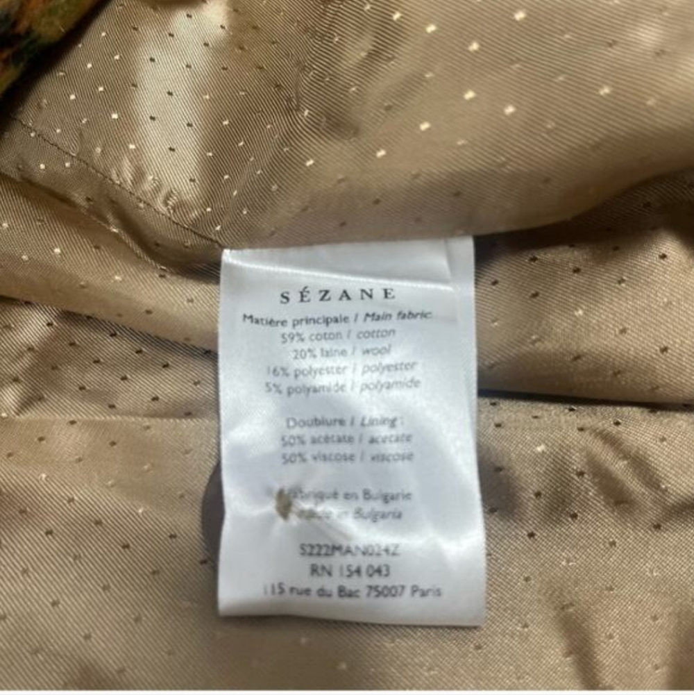 SÉZANE Suzon Multi Taupe Plaid Hooded Wool Coat Medium New - Picture 12 of 16